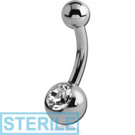 STERILE TITANIUM VALUE CRYSTAL JEWELLED MINI NAVEL BANANA
