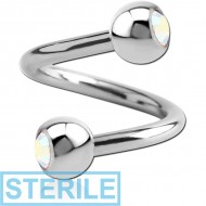 STERILE TITANIUM DOUBLE JEWELLED BODY SPIRAL PIERCING