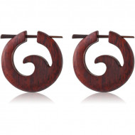 STERILE ORGANIC WOODEN STICK EARRING PAIR BLACK ROSE-WOOD-SONO