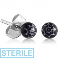 STERILE UV ACRYLIC BALL WEB EAR STUDS PAIR