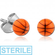 STERILE UV ACRYLIC BASKETBALL EAR STUDS PAIR