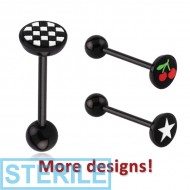 STERILE UV ACRYLIC FLEXIBLE SILICONE PICTURE FLAT BARBELL PIERCING