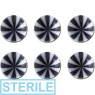 STERILE PACK OF 6 UV ACRYLIC MULTI-STRIPE BALLS PIERCING