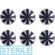 STERILE PACK OF 6 UV ACRYLIC MULTI-STRIPE BALLS