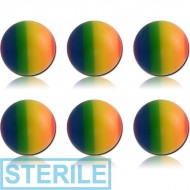 STERILE PACK OF 6 UV ACRYLIC RAINBOW BALLS PIERCING