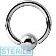 STERILE 14K WHITE GOLD FIXED BEAD RING PLAIN PIERCING