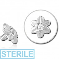 STERILE 14K WHITE GOLD JEWELLED ATTACHMENT FOR 1.2MM INTERNALLY THREADED PINS - FLOWER