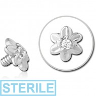 STERILE 14K WHITE GOLD JEWELLED ATTACHMENT FOR 1.2MM INTERNALLY THREADED PINS - FLOWER PIERCING