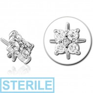 STERILE 14K WHITE GOLD JEWELLED ATTACHMENT FOR 1.2MM INTERNALLY THREADED PINS - FLOWER PIERCING
