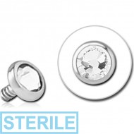 STERILE 14K WHITE GOLD JEWELLED ATTACHMENT FOR 1.2MM INTERNALLY THREADED PINS