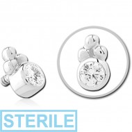 STERILE 14K WHITE GOLD JEWELLED ATTACHMENT FOR 1.2MM INTERNALLY THREADED PINS