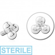 STERILE 14K WHITE GOLD ATTACHMENT FOR 1.2MM INTERNALLY THREADED PINS PIERCING