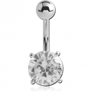 18K WHITE GOLD JEWELLED FASHION NAVEL BANANA WITH JEWELLED TOP BALL