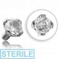 STERILE 18K WHITE GOLD PRONG SET DIAMOND ATTACHMENT FOR 1.2MM INTERNALLY THREADED PINS PIERCING