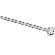 18K WHITE GOLD 3 MM PRONG SET JEWELLED STRAIGHT NOSE STUD