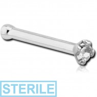 STERILE 18K WHITE GOLD NOSE BONE WITH 1.35MM PRONG SET DIAMOND