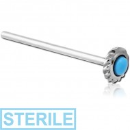 STERILE 18K WHITE GOLD JEWELLED STRAIGHT NOSE STUD