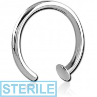STERILE 18K WHITE GOLD OPEN NOSE RING