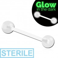 STERILE BIOFLEX BARBELL WITH UV ACRYLIC GLOW IN THE DARK BALL PIERCING