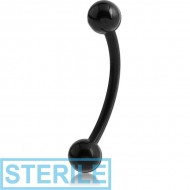 STERILE BIOFLEX CURVED BARBELL WITH BLACK PVD TITANIUM BALLS
