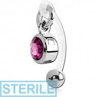 STERILE BIOFLEX VERTICAL HOOD BANANAS WITH SURGICAL STEEL CHARMS - CAN BE CUT TO SIZE PIERCING