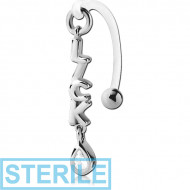 STERILE BIOFLEX VERTICAL HOOD BANANAS WITH SURGICAL STEEL CHARMS - CAN BE CUT TO SIZE PIERCING