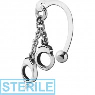 STERILE BIOFLEX VERTICAL HOOD BANANAS WITH SURGICAL STEEL CHARMS - CAN BE CUT TO SIZE PIERCING
