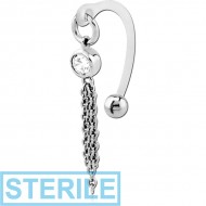 STERILE BIOFLEX VERTICAL HOOD BANANAS WITH SURGICAL STEEL CHARMS - CAN BE CUT TO SIZE