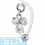 STERILE BIOFLEX VERTICAL HOOD BANANAS WITH SURGICAL STEEL CHARMS - CAN BE CUT TO SIZE PIERCING