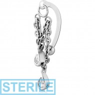 STERILE BIOFLEX VERTICAL HOOD BANANAS WITH SURGICAL STEEL CHARMS - CAN BE CUT TO SIZE