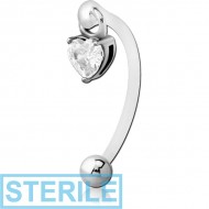 STERILE BIOFLEX VERTICAL HOOD BANANAS WITH SURGICAL STEEL CHARMS - CAN BE CUT TO SIZE - HEART PIERCING