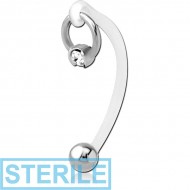 STERILE BIOFLEX VERTICAL HOOD BANANAS WITH SURGICAL STEEL CHARMS - CAN BE CUT TO SIZE - BALL CLOSURE PIERCING