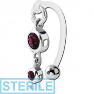 STERILE BIOFLEX VERTICAL HOOD BANANAS WITH SURGICAL STEEL CHARMS - CAN BE CUT TO SIZE PIERCING