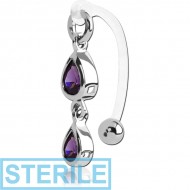 STERILE BIOFLEX VERTICAL HOOD BANANAS WITH SURGICAL STEEL CHARMS - CAN BE CUT TO SIZE PIERCING