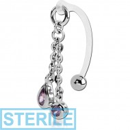 STERILE BIOFLEX VERTICAL HOOD BANANAS WITH SURGICAL STEEL CHARMS - CAN BE CUT TO SIZE PIERCING