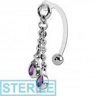 STERILE BIOFLEX VERTICAL HOOD BANANAS WITH SURGICAL STEEL CHARMS - CAN BE CUT TO SIZE PIERCING