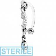 STERILE BIOFLEX VERTICAL HOOD BANANAS WITH SURGICAL STEEL CHARMS - CAN BE CUT TO SIZE PIERCING