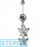 STERILE BIOFLEX JEWELLED NAVEL BANANA WITH CHARM PIERCING