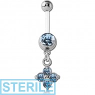 STERILE BIOFLEX JEWELLED NAVEL BANANA WITH CHARM PIERCING