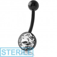 STERILE BIOFLEX JEWELLED CUP NAVEL BANANA WITH BLACK PVD BALL PIERCING