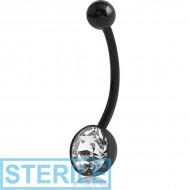 STERILE BIOFLEX JEWELLED CUP NAVEL BANANA WITH BLACK PVD TITANIUM BALL