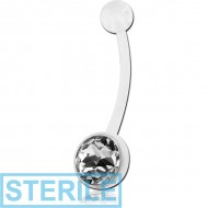 STERILE BIOFLEX JEWELLED CUP NAVEL BANANA WITH UV ACRYLIC BALL PIERCING