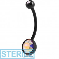 STERILE BIOFLEX JEWELLED CUP NAVEL BANANA WITH BLACK PVD JEWELLED BALL