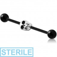 STERILE BIOFLEX INDUSTRIAL BARBELL ADJUSTABLE SLIDING CHARM WITH UV ACRYLIC BALLS PIERCING