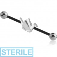 STERILE BIOFLEX INDUSTRIAL BARBELL ADJUSTABLE SLIDING CHARM WITH TITANIUM BALLS PIERCING