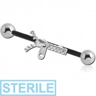 STERILE BIOFLEX INDUSTRIAL BARBELL ADJUSTABLE SLIDING CHARM WITH STEEL BALLS PIERCING