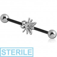 STERILE BIOFLEX INDUSTRIAL BARBELL ADJUSTABLE SLIDING CHARM WITH STEEL BALLS PIERCING