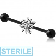 STERILE BIOFLEX INDUSTRIAL BARBELL ADJUSTABLE SLIDING CHARM WITH UV ACRYLIC BALLS PIERCING