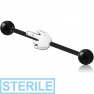 STERILE BIOFLEX INDUSTRIAL BARBELL ADJUSTABLE SLIDING CHARM WITH UV ACRYLIC BALLS PIERCING