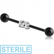 STERILE BIOFLEX INDUSTRIAL BARBELL ADJUSTABLE SLIDING CHARM WITH BLACK PVD BALLS PIERCING